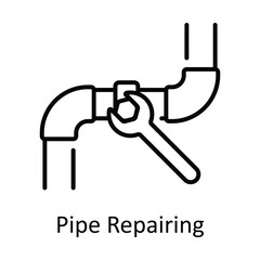 Pipe Repairing Outline Icon Design illustration. Home Repair And Maintenance Symbol on White background EPS 10 File