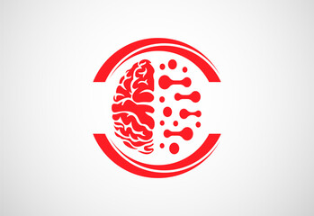 head and brain minimalist style Brain icon, Brain Logo vector