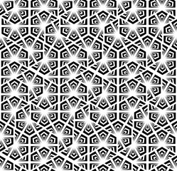 Flower geometric pattern. Seamless vector background. Black and white ornament