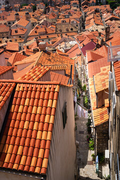 Alleyway and roofs in Old town Dubrovnik Croatia