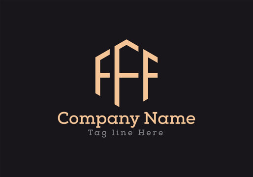 FFF letter logo design with polygon shape. FFF polygon logo monogram in gold colour.