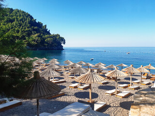 Beach Lucice in Montenegro, crystal clear Adriatic sea.