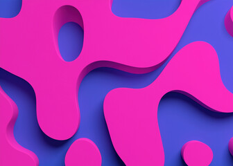 Vibrant Abstract Art: 3D Render of Pink and Blue Abstract Background with Smooth Soft Shapes, Contemporary Design