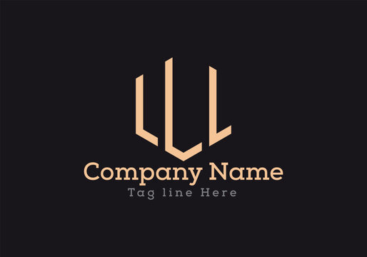 LLL letter logo design with polygon shape. LLL polygon logo monogram in gold colour.