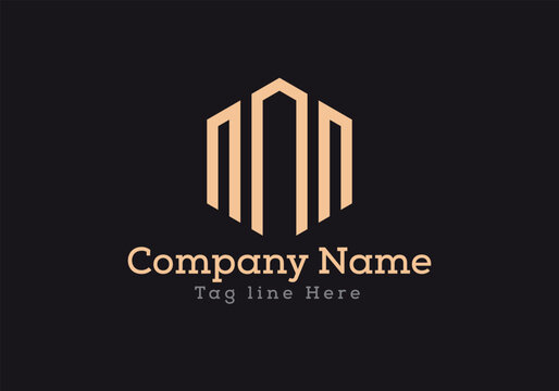 NNN letter logo design with polygon shape. NNN polygon and cube shape logo design in gold colour.