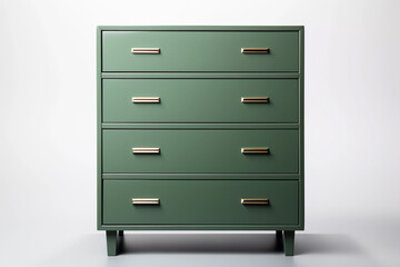 Modern chest of drawers on white background. Wooden dresser. Created with Generative AI.