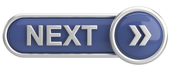 Next button. Continue button. 3D illustration.