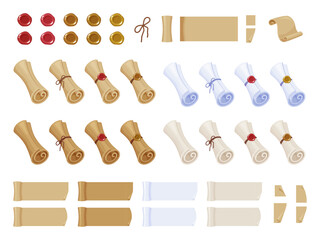 羊皮紙の巻物のイラスト素材セット