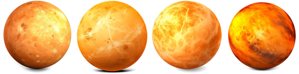 Venus planet and Venus-like exoplanets isolated on transparent background
