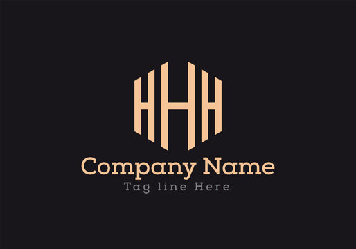 HHH letter logo design with polygon shape. HHH polygon logo monogram in gold colour.