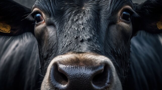 close - up photograph of a cow Generative AI