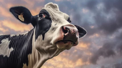Ingelijste posters cow against a dramatic sky Generative AI © Hanasta