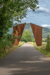 Boersch, France - 06 27 2023: The careers path - View of the gate of the greenway.