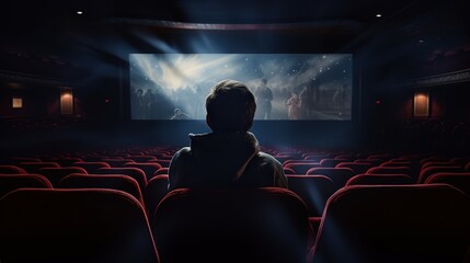 Man watching a movie at the cinema