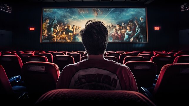 Man watching a movie at the cinema