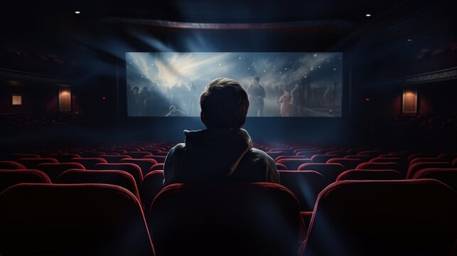 Man watching a movie at the cinema