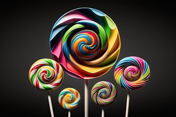Fototapeta na wymiar Colorful lollipops on black background