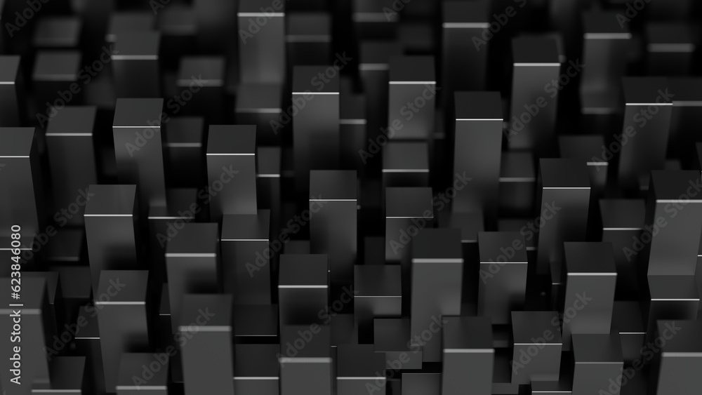 Poster 3d abstract cubes. black background. 3d rendering