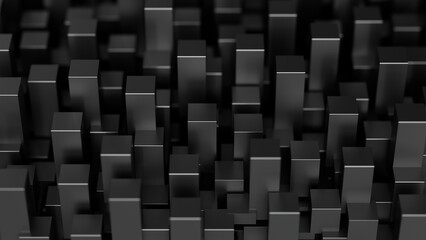 3d Abstract cubes. Black background. 3d rendering