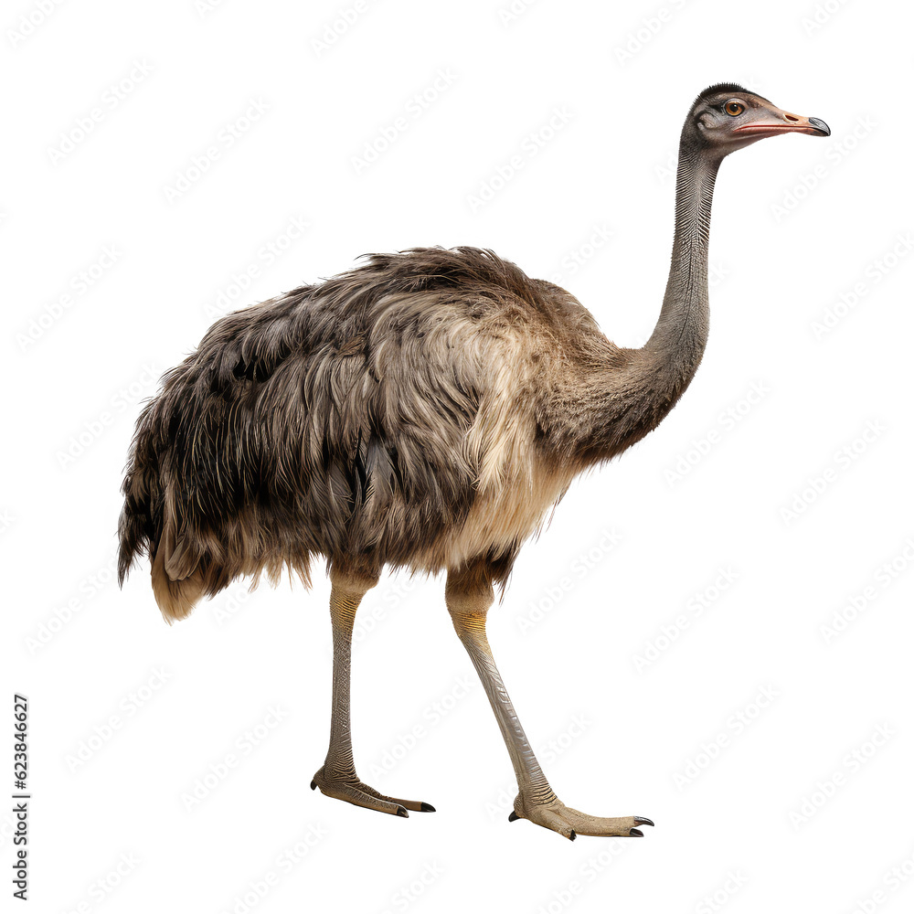 Wall mural ostrich isolated on white.