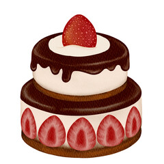 Strawberry cake illustration 