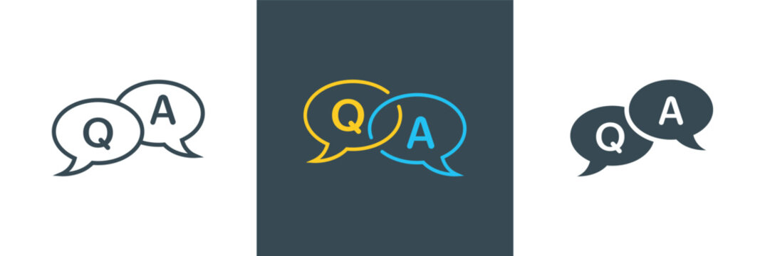 FAQ,Questions and Answers icon Flat Icon Solid style.Q and A speech outline sign.minimal trendy Different styles for frequently asked questions concepts in websites.Vector illustration.