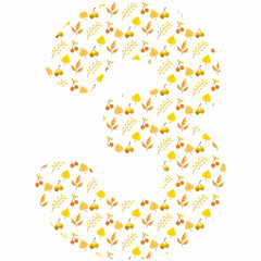 Number 3 autumn background for decoration.