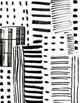 hand drawn abstract high-rise urban houses on white paper by black ink