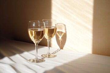 Two glasses of wine in the sun. Generative AI