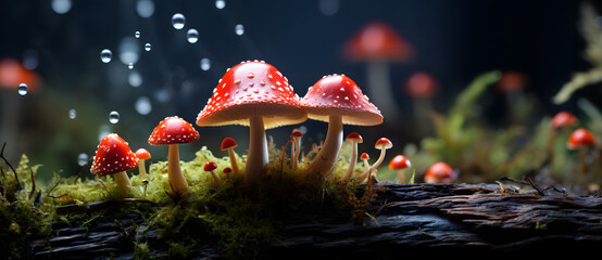 many mushrooms are growing out of the moss Generated by AI