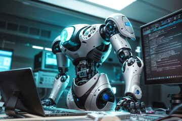 Fototapeta premium Futuristic Robot Scenarios - Artificial Intelligence Concepts