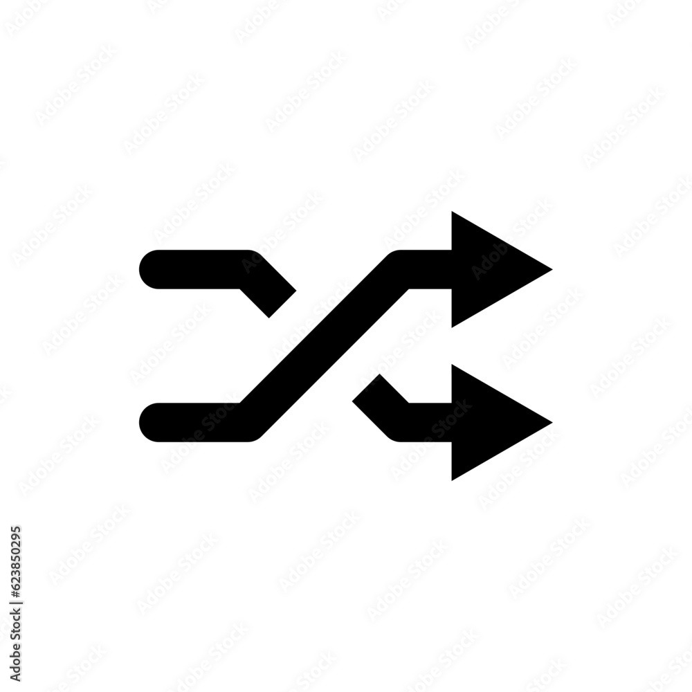 Poster shuffle icon, random symbol with two arrow - andomize playlist line, Shuffling icon	
