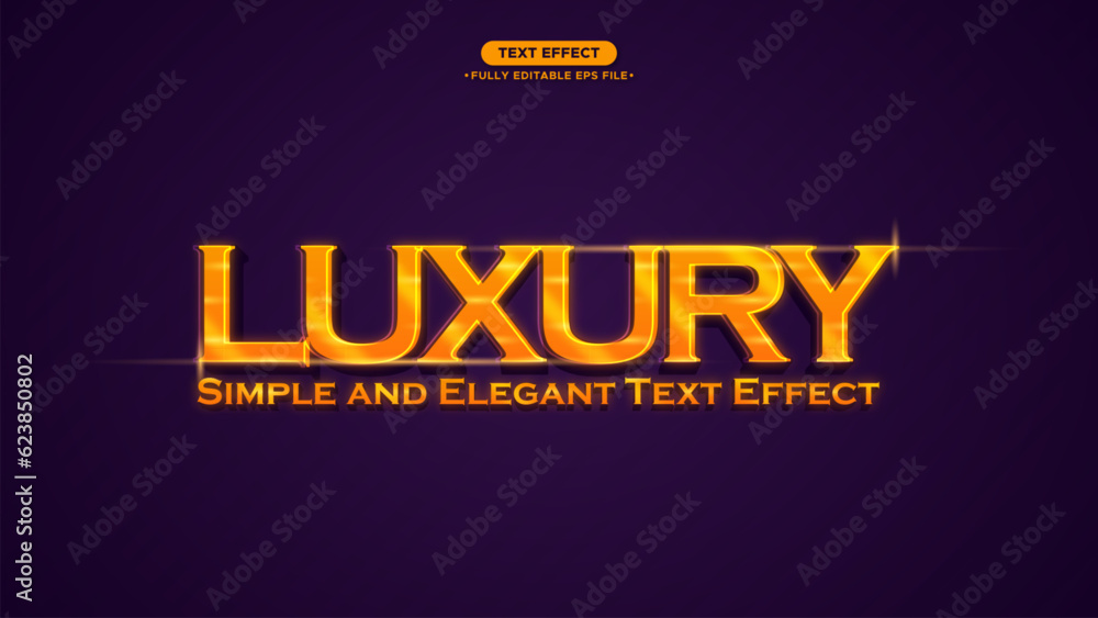 Poster luxury, simple and elegant text effect with gold and shiny color style