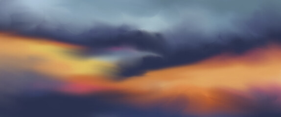 sunset over the mountains digital art for card illustration background