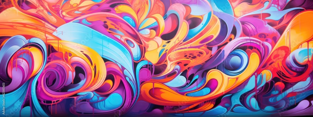 Canvas Prints Layers of vibrant graffiti art intertwine, forming an urban street art background. Generative AI