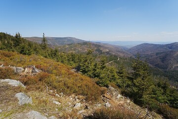 Slope at Silesian Beskids range near european Szczyrk town in Poland