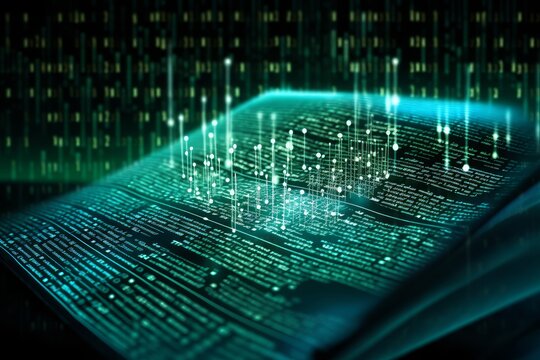 Close-up of extracting data from a book, symbolizing knowledge acquisition and research process. Generative AI