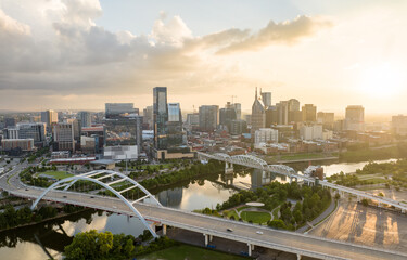 Downtown Nashville Skyline Sunset
