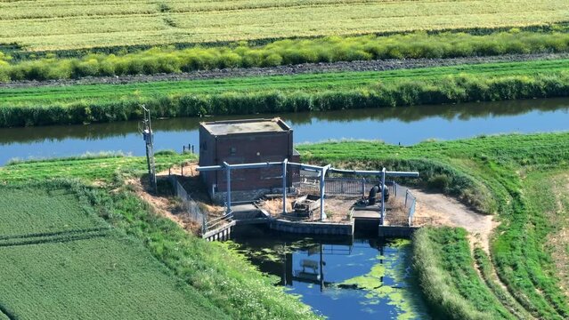 Water and Irrigation Pumping Station on a Farm Dyke