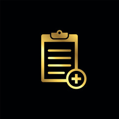 Gold Color Simple Clipboard Icon Vector Template