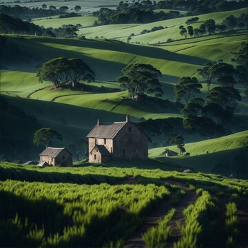 landscape with fields and hills