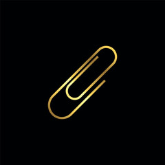 Obraz premium Gold Color Simple Paperclip Icon Vector Template