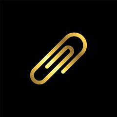 Obraz premium Gold Color Simple Paperclip Icon Vector Template