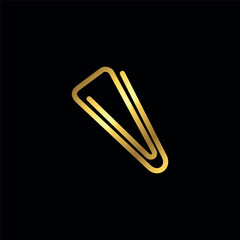 Obraz premium Gold Color Simple Paperclip Icon Vector Template