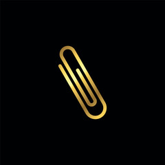 Obraz premium Gold Color Simple Paperclip Icon Vector Template