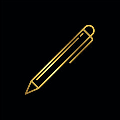 Gold Color Simple Pen Icon Vector Template