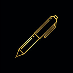 Gold Color Simple Pen Icon Vector Template
