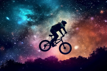 silhouette of a person riding a bicycle generative AI