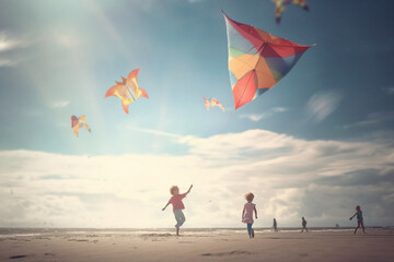 child with kite generative AI