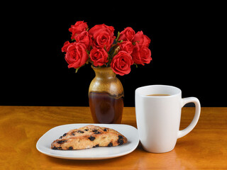 blueberry scone  with a cup of coffee